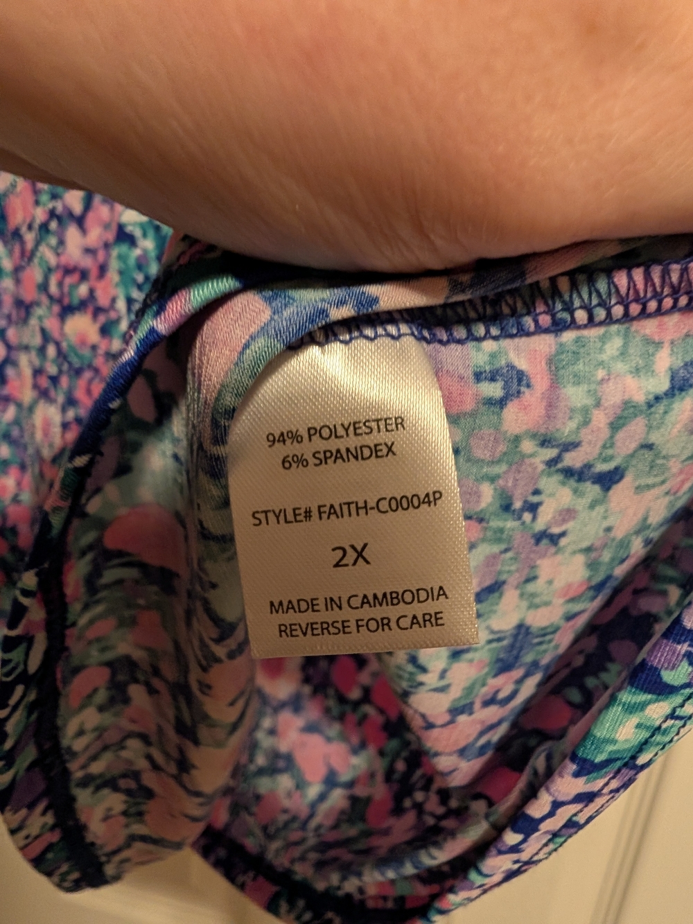 Floral V-Neck Flowing Tunic Top — Purple/Pink - Picture 4 of 4